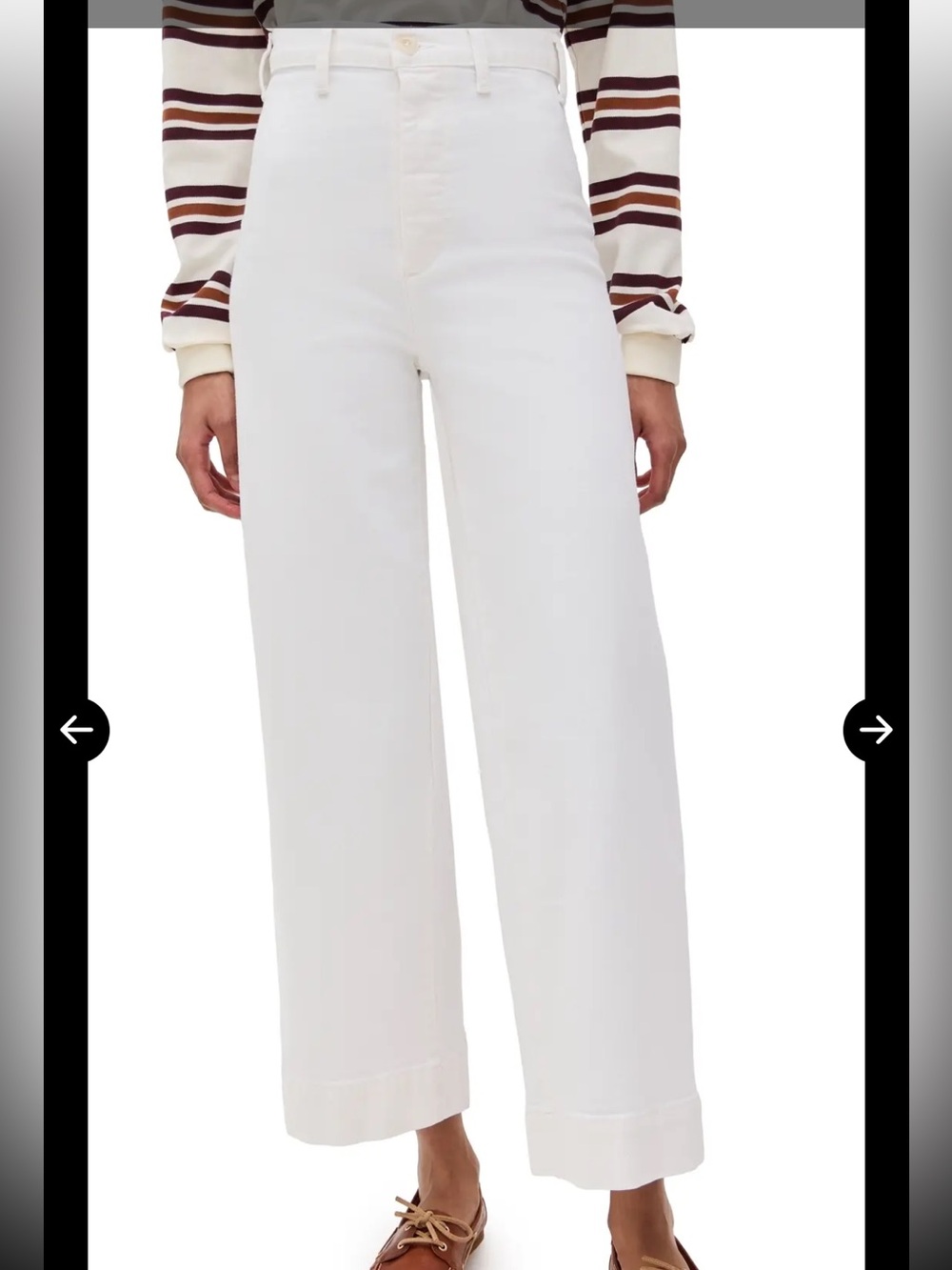 THE GREAT. High-Rise Wide-Leg White Jeans
